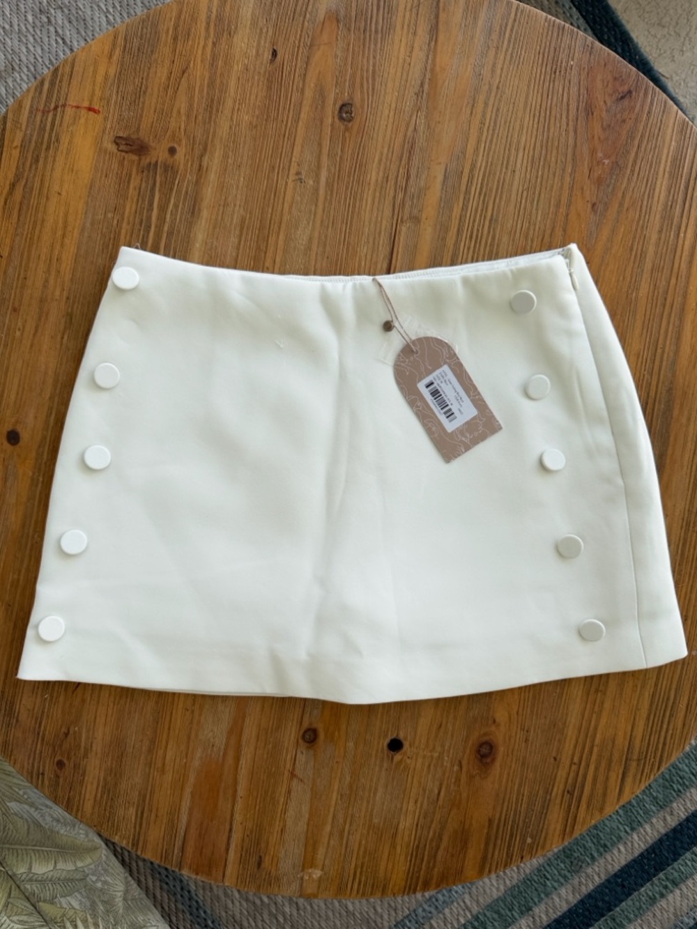 Classic Cream Button-Detail Mini Skirt